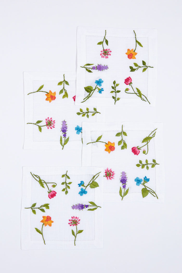 Multi Floral Cocktail Napkins Set of 4