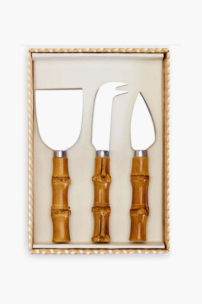 Natural Bamboo Handle Cheese Knives Set of 3