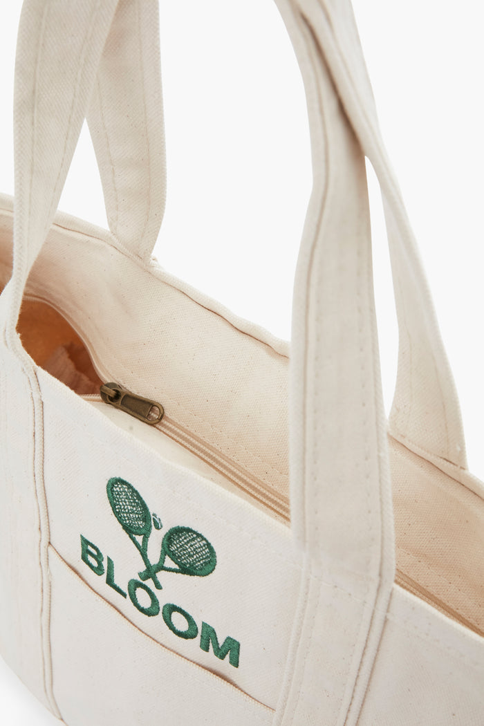 Natural Embroidered Tennis Racket Boat Tote