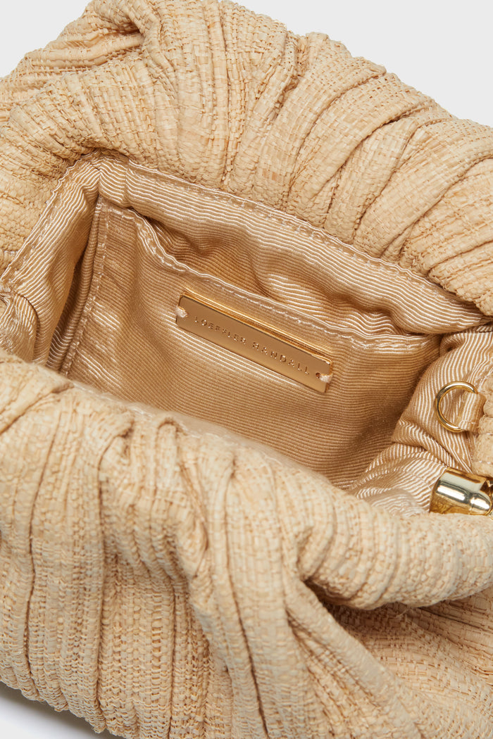 Natural Raffia Bailey Pleated Clutch