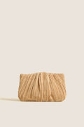 Natural Straw Brit Pleated Clutch