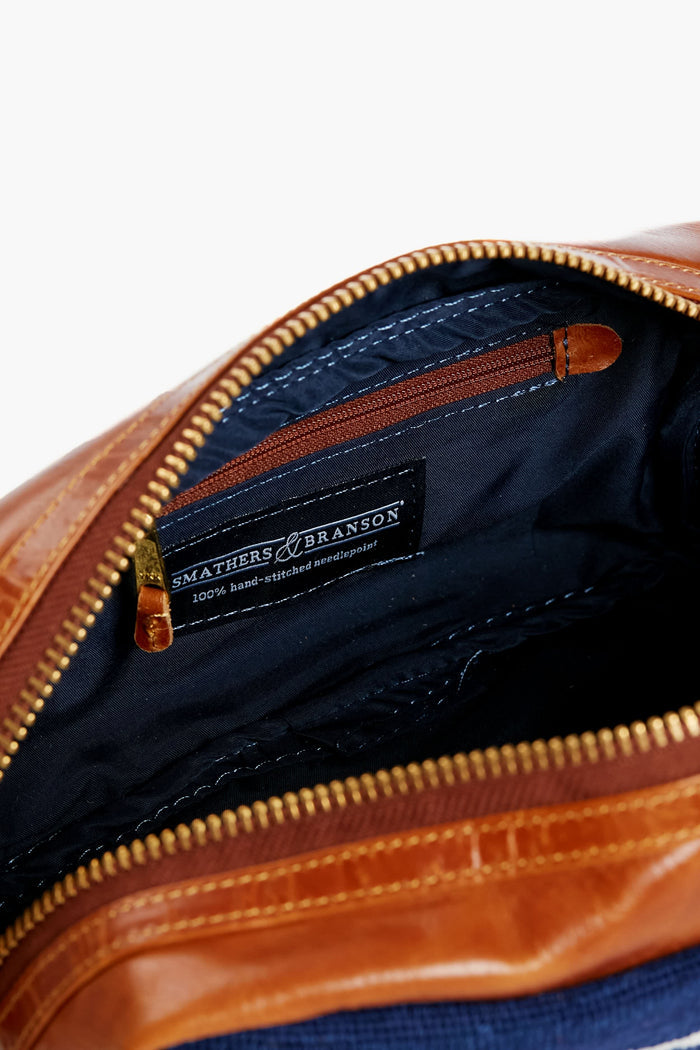 Navy Anchor Needlepoint Toiletry Bag