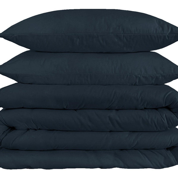 Navy Blue King Cotton Washable Duvet Cover Set