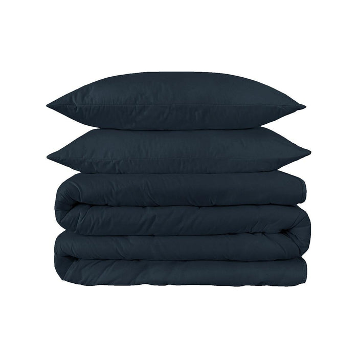 Navy Blue King Cotton Washable Duvet Cover Set