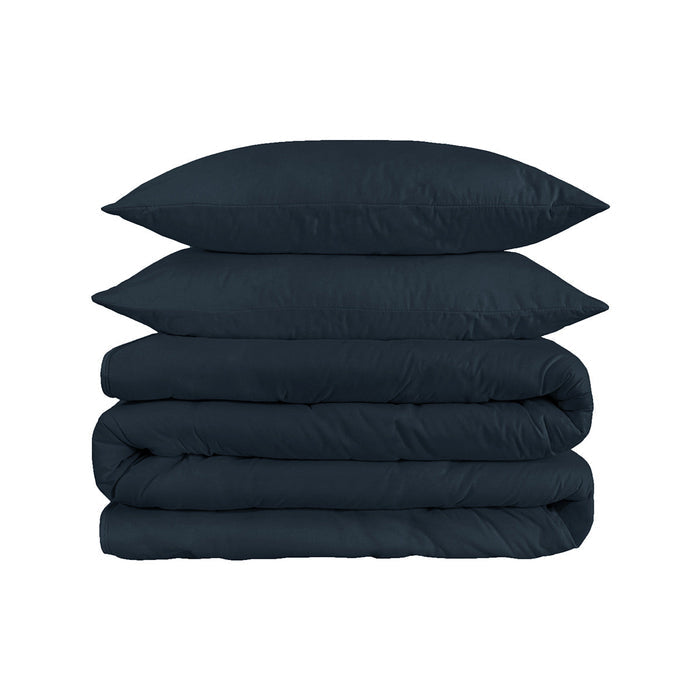 Navy Blue King Cotton Washable Duvet Cover Set