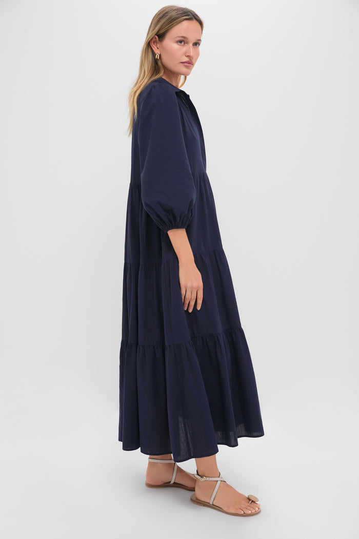 Navy Cotton Mabel Maxi Dress