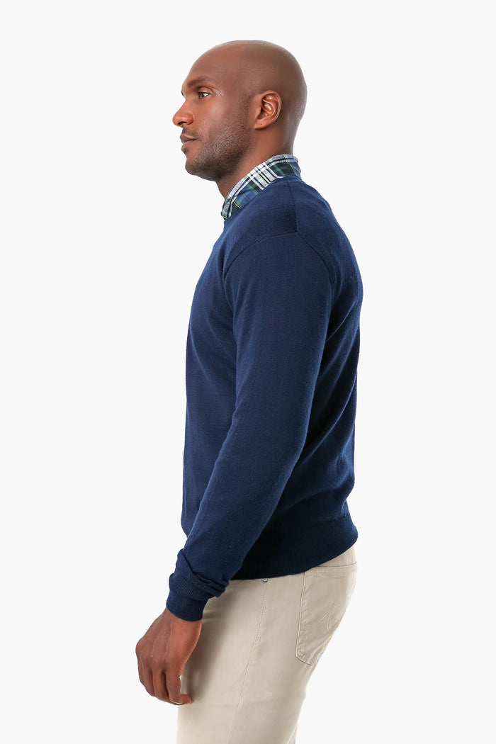Navy Crown Soft Merino-Silk Crew