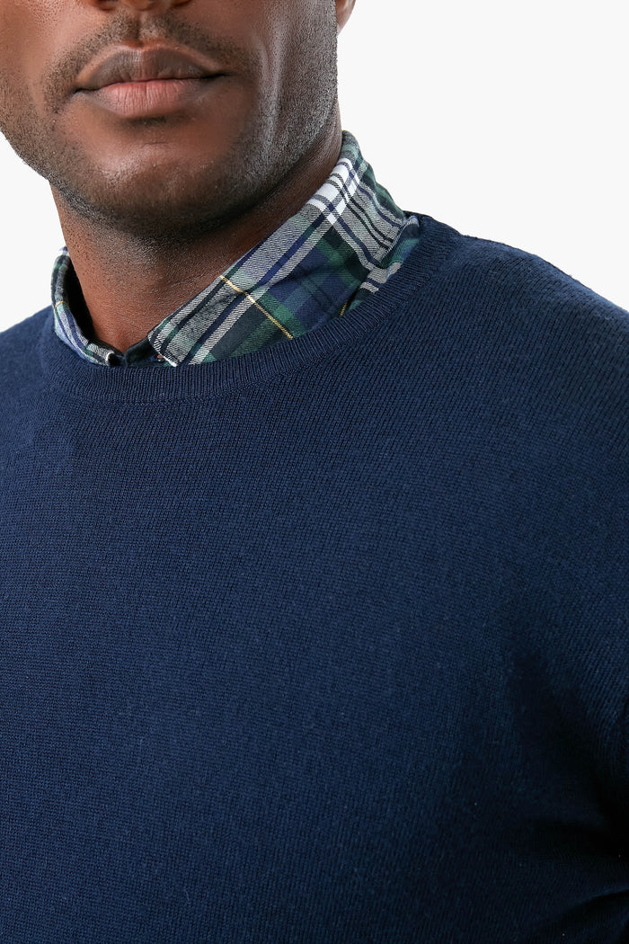 Navy Crown Soft Merino-Silk Crew