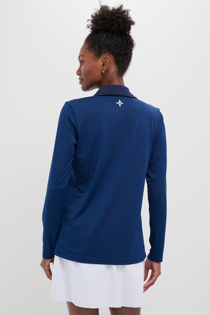 Navy Long Sleeve Performance Jersey Caroline Polo