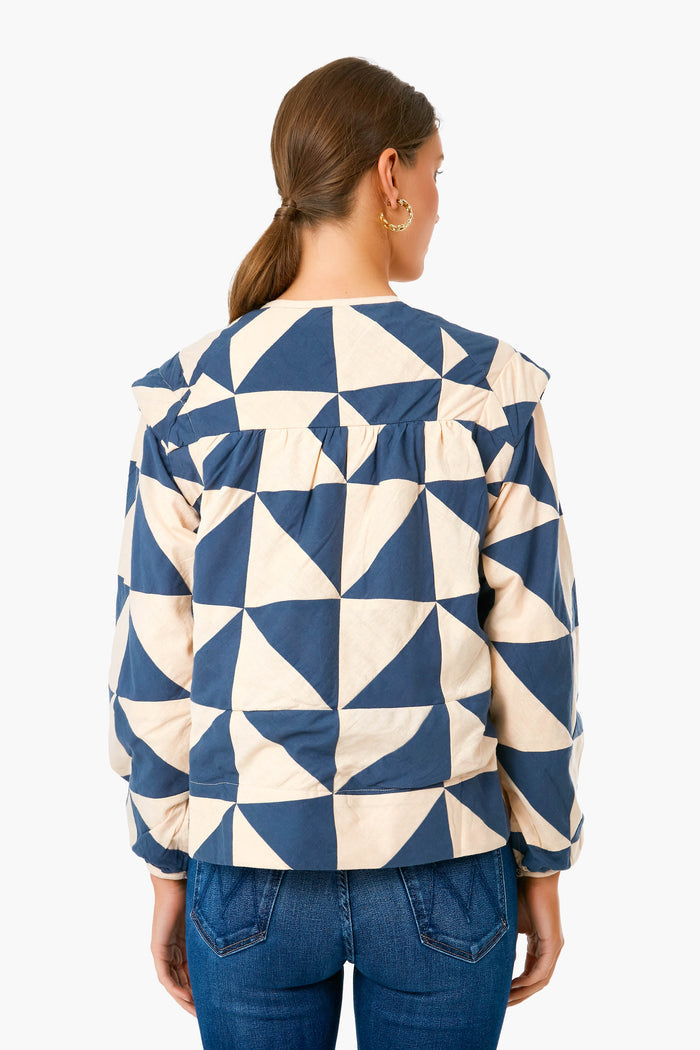 Navy Peach Patchwork Malaga Top