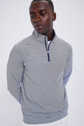 Navy Perth Sugar Stripe Performance Quarter Zip