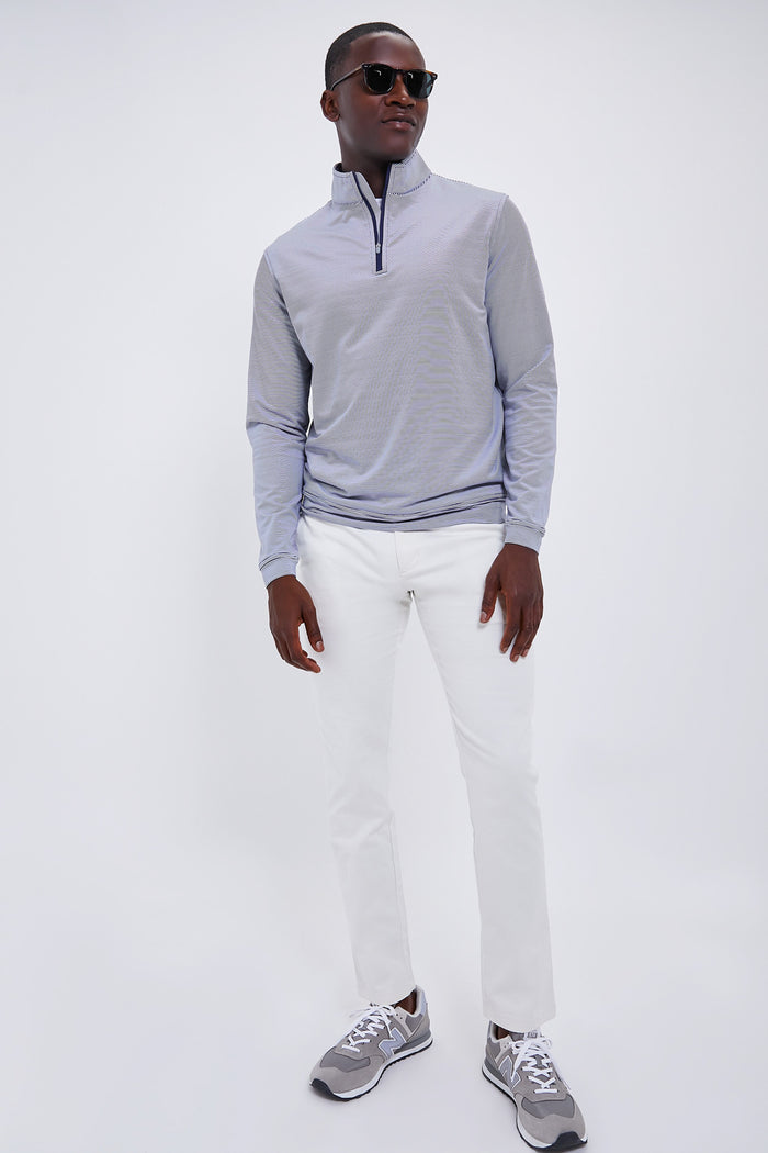 Navy Perth Sugar Stripe Performance Quarter Zip