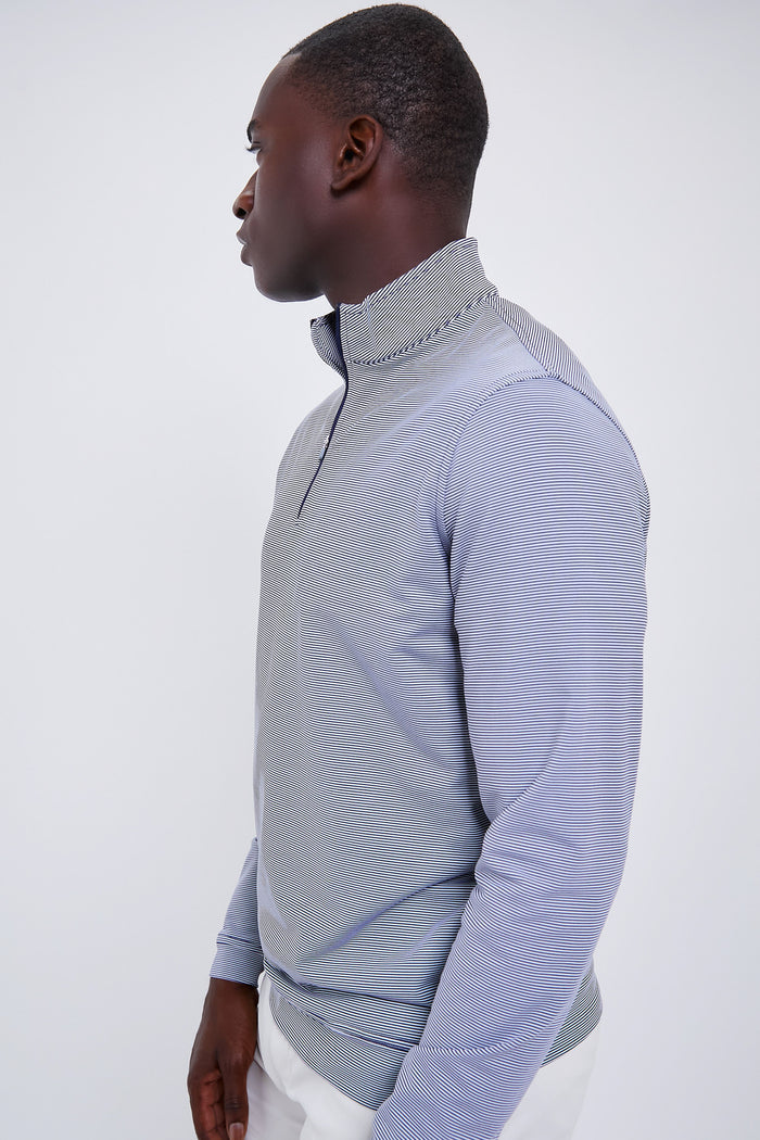 Navy Perth Sugar Stripe Performance Quarter Zip