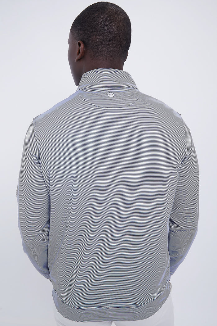 Navy Perth Sugar Stripe Performance Quarter Zip