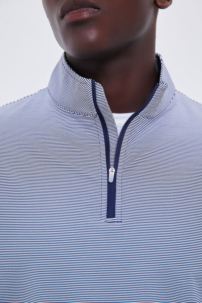 Navy Perth Sugar Stripe Performance Quarter Zip
