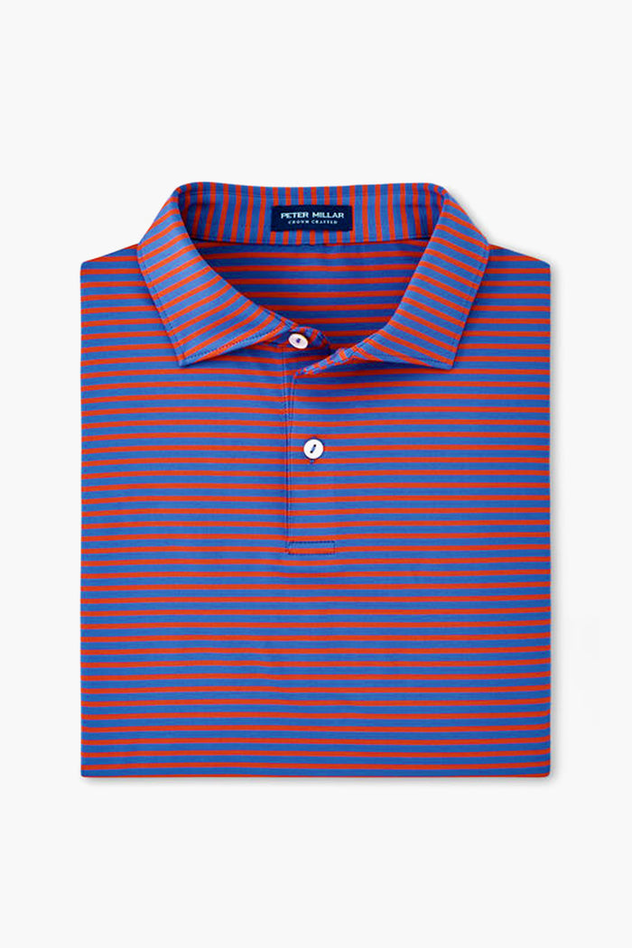 Navy Red Stripe Miles Performance Jersey Polo