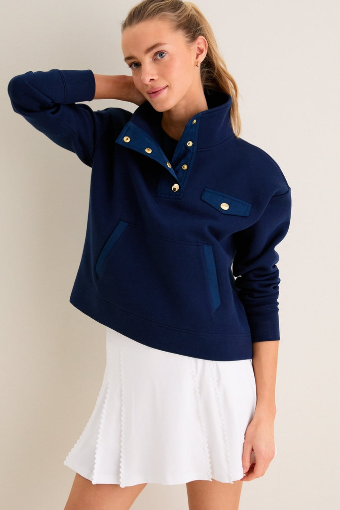 Navy Snap Neck Bailey Pullover
