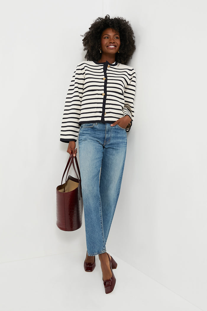 Navy Striped Cardigan