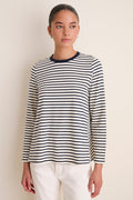 Navy Striped Knit Popover