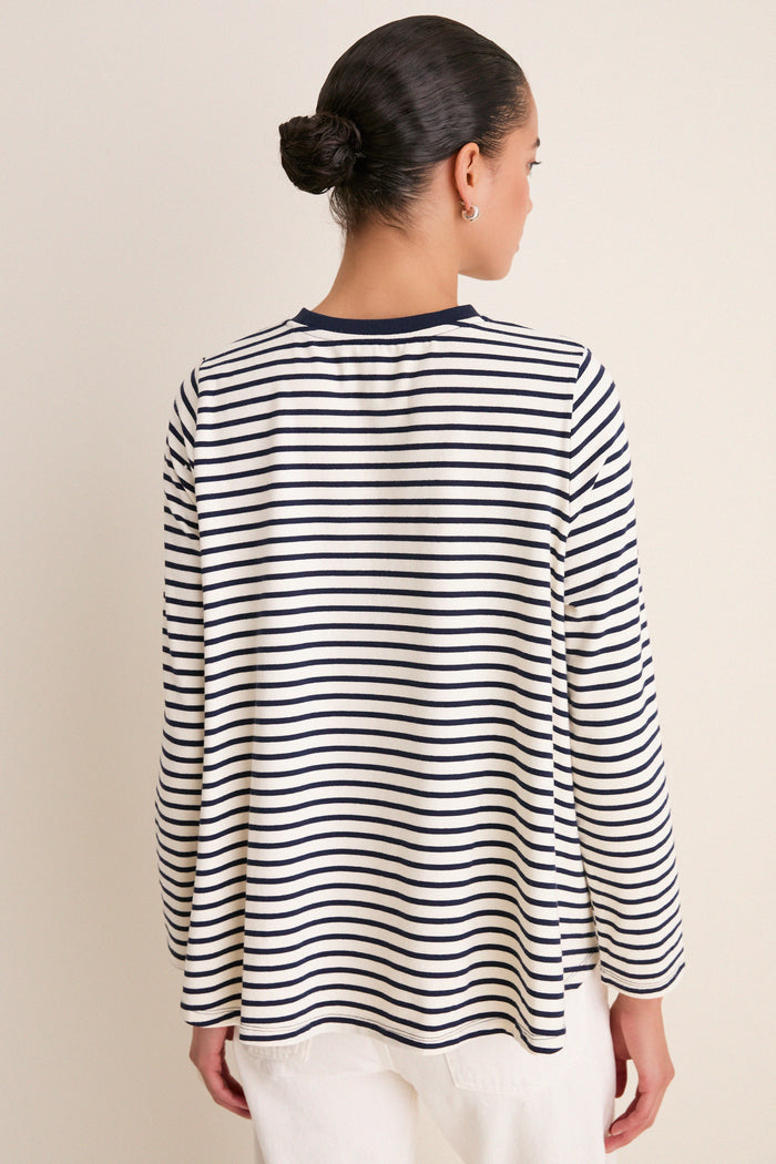 Navy Striped Knit Popover