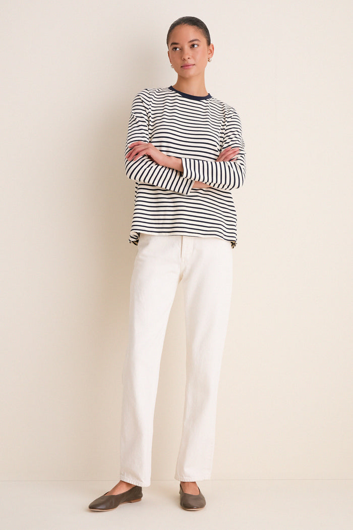 Navy Striped Knit Popover