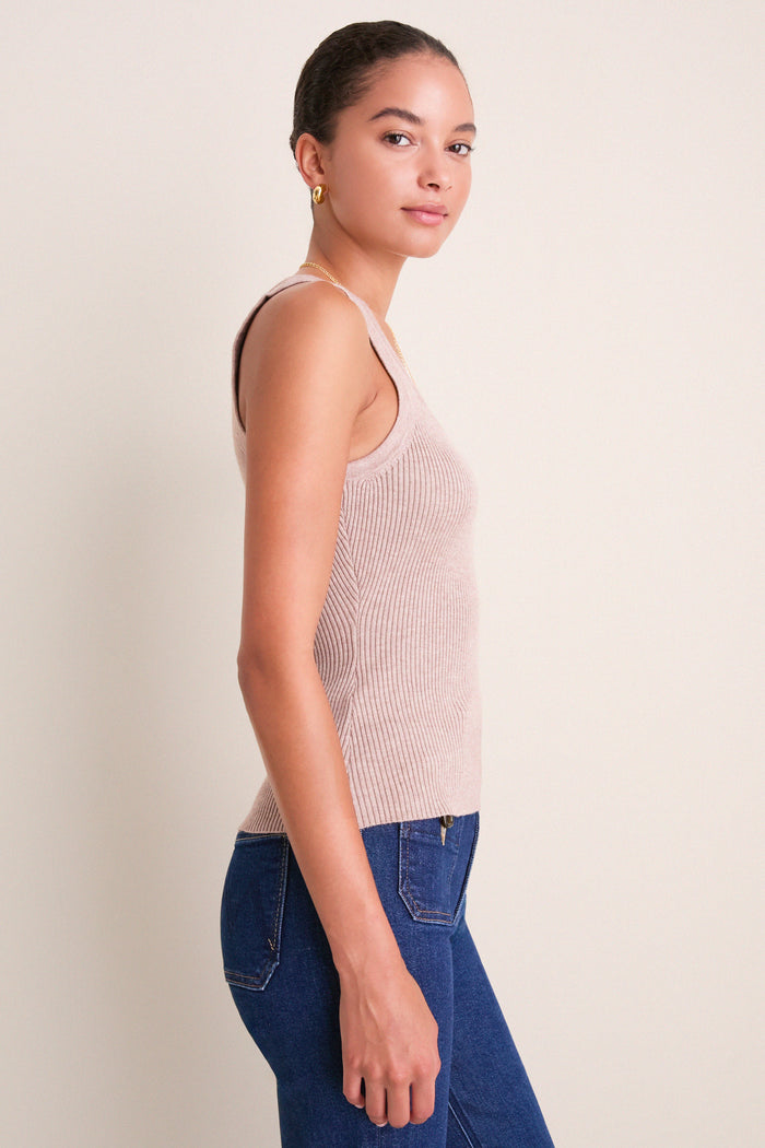 Oat Shelby Rib Knit Tank
