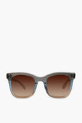 KREWE du optic Rectangular Oolong Adele Sunglasses feature handcrafted acetate frames in semi-transparent gray and brown gradient lenses, offering 100% UVA/UVB protection for a modern look.