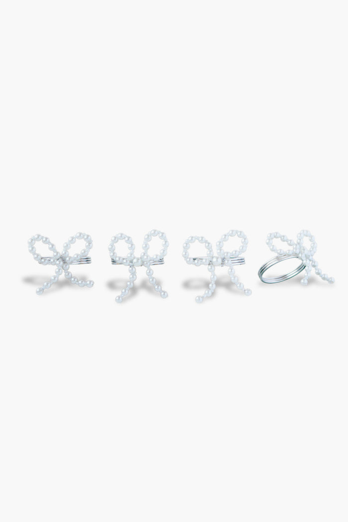 Pearl Bow Napkin Rings Set of 4