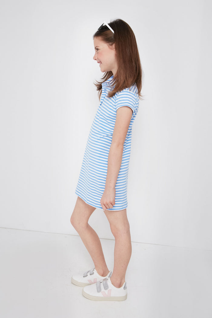 Periwinkle and White Girls Performance Polo Dress