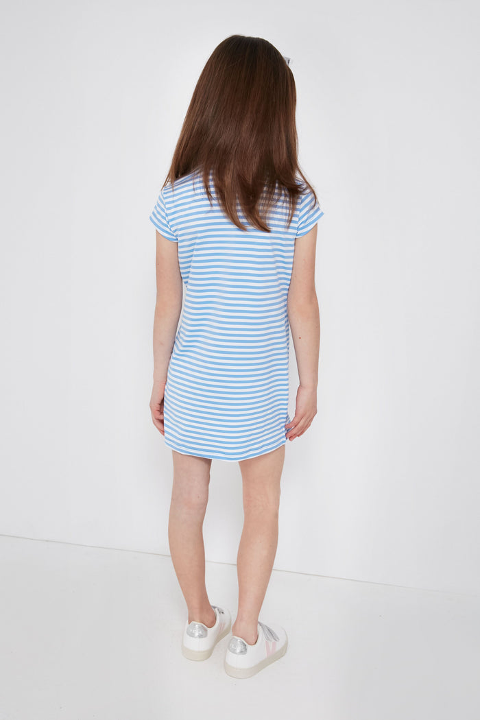 Periwinkle and White Girls Performance Polo Dress
