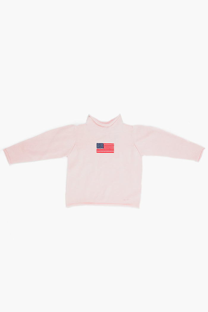 Pink American Flag Roll Neck Sweater