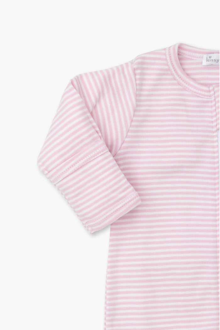 Pink Classic Rib Zipper Footie