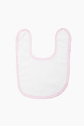 Caton's Wharf white cotton bib with a pink gingham border—perfect for babies.