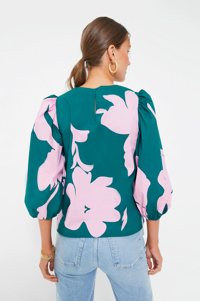 Pink & Green Penelope Puff Sleeve Top