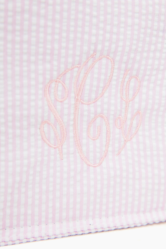 Pink Seersucker Snack Square Bag