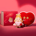 Pop Mart Crybaby Crying For Love plush gift box — Stupid Cupid doll and Heartbreak Mask on pink background