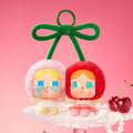 Pop Mart Crybaby Crying For Love Vinyl Face Cherries — front view, hanging card collectible