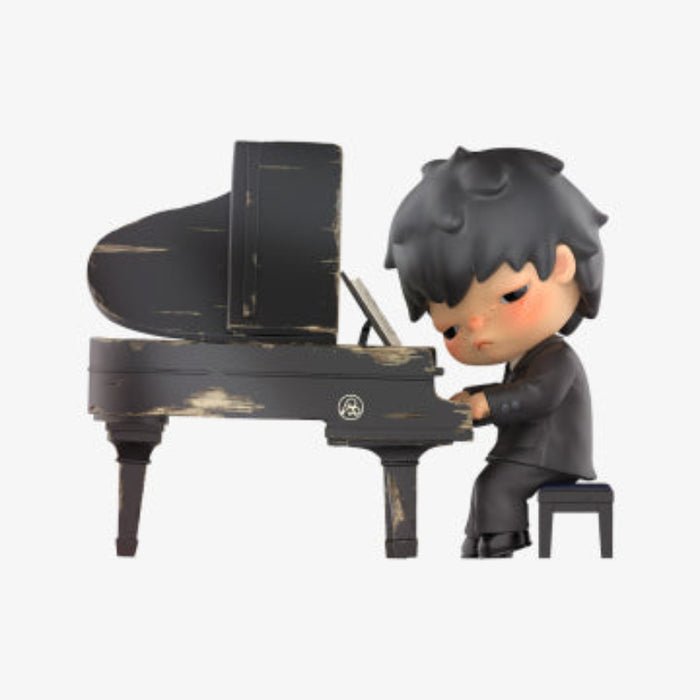 Pop Mart Hirono The Pianist Figure — front view, 8cm PVC/ABS authentic collectible