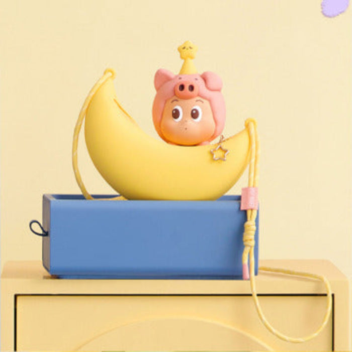 Pop Mart POP BEAN Pajama Party Twinkle silicone crossbody bag — front view, 18.5x9cm