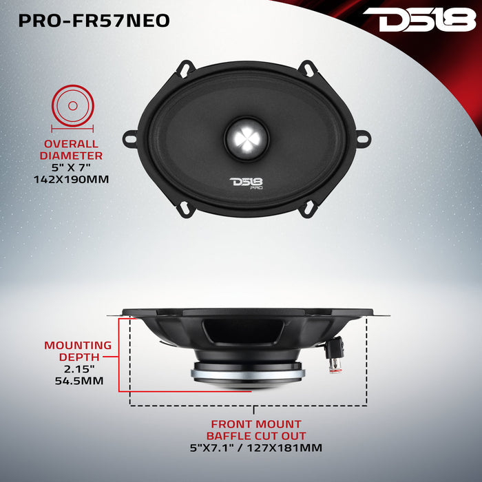 PRO 5x7" Neodymium Full-Range Bullet Loudspeaker 225 Watts Rms 4-Ohm