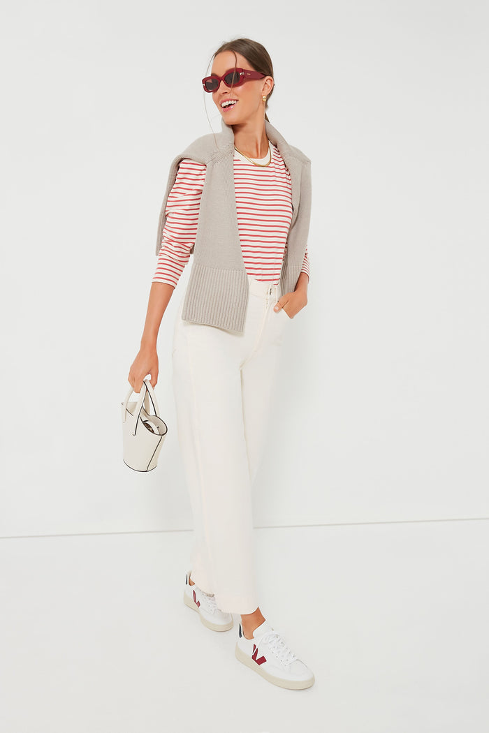 Red Striped Vesty Long Sleeve Crewneck