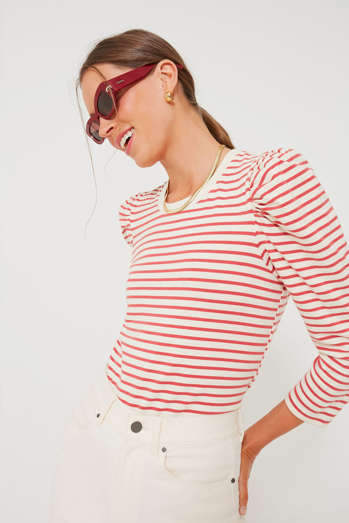 Red Striped Vesty Long Sleeve Crewneck