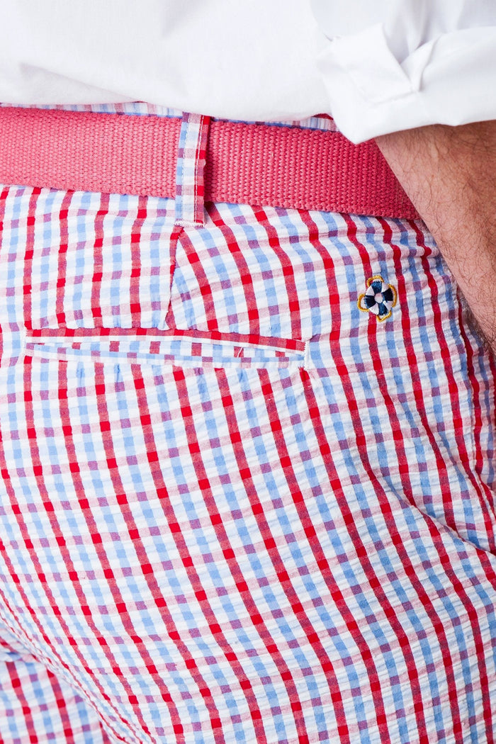 Red White and Blue Seersucker Check Shorts