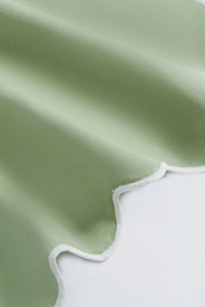Sage and White Cotton Slub Scalloped Napkins Set of 4