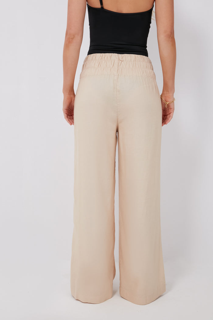 Sand Air Linen Smocked Pants