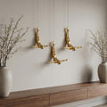 Set of Three Gold Resin Diving Man Hanging Dimensional Sculpture