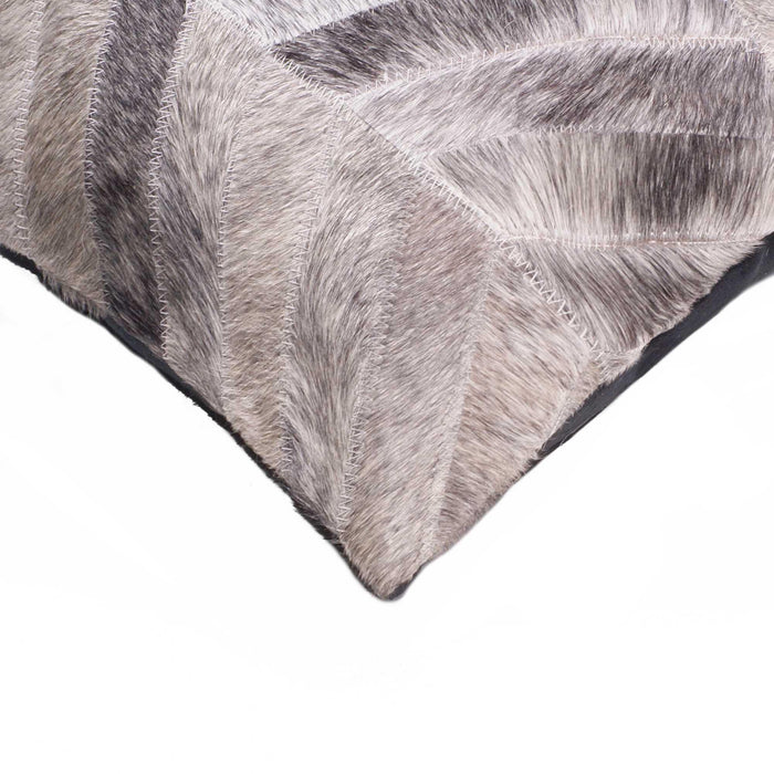 Set of Two 18" Gray Cowhide Chevron Throw Pillows