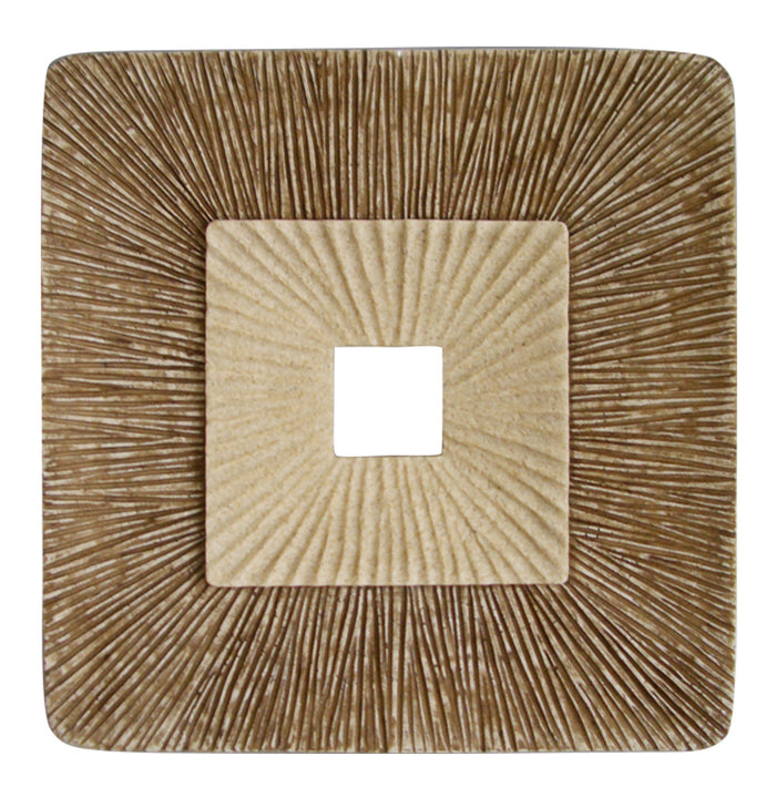 Set of Two Brown Abstract Geometric Sandstone Square Hanging Wall Decor
