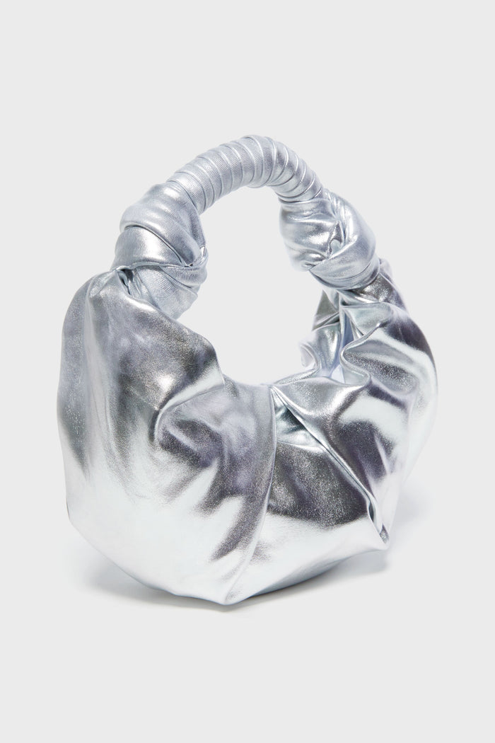 Silver Smooth Vegan Leather Lopsy Bag