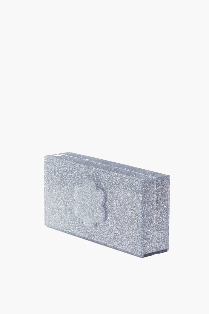 Silver Sparkle Flower Clutch